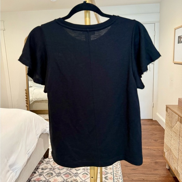 Paige Women's Black Elevated Basic Flutter Short Sleeve Shirt Top- Size Small - Picture 4 of 5